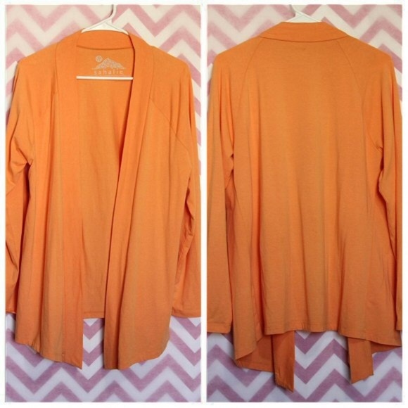 sahalie Tops - Sahalie Orange Cardigan Size M Asymmetrical